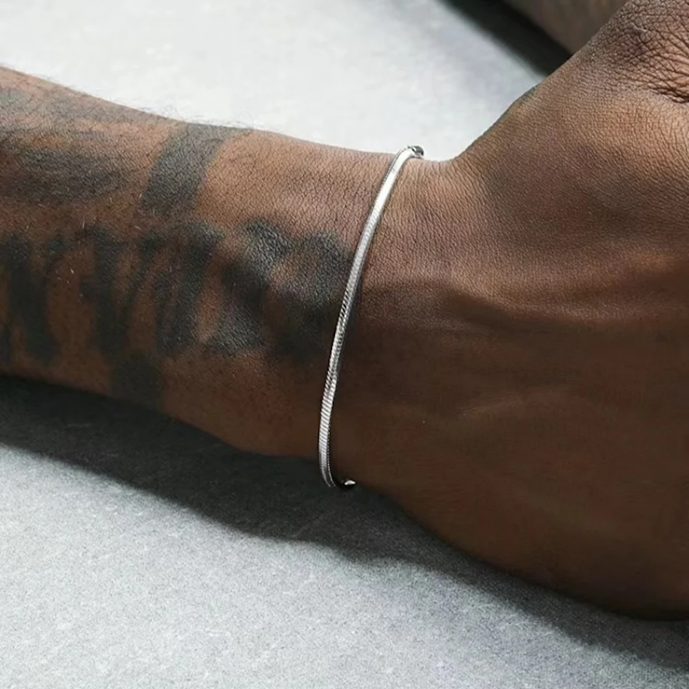 925 スターリングシルバー 3 ミリメートルスネークチェーンブレスレット男性ヒップホップシンプルなブレスレット女性のファッションチャームパンクパーティージュエリー卸売