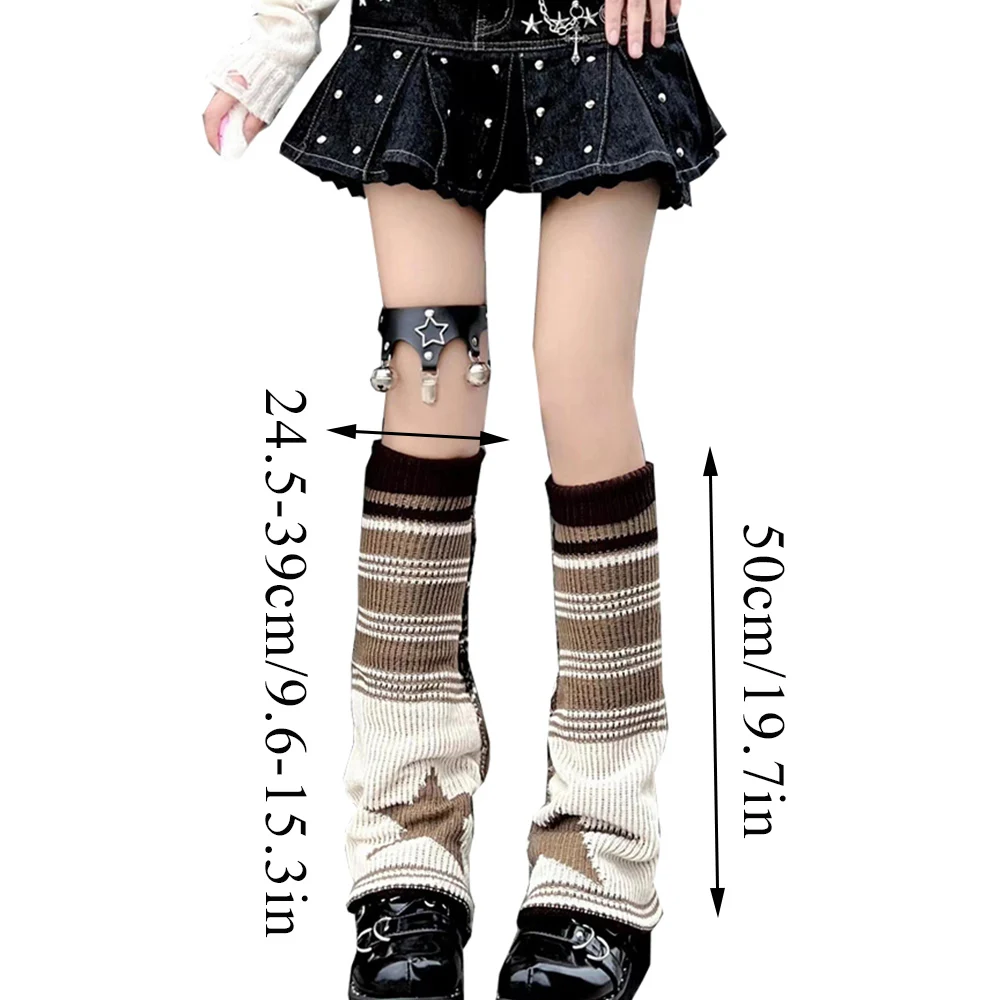 Calentadores de piernas para niñas, conjunto de calcetines de punto de lana Lolita, estrella de cinco puntas, pierna ancha, Subcultural, caliente, Y2K