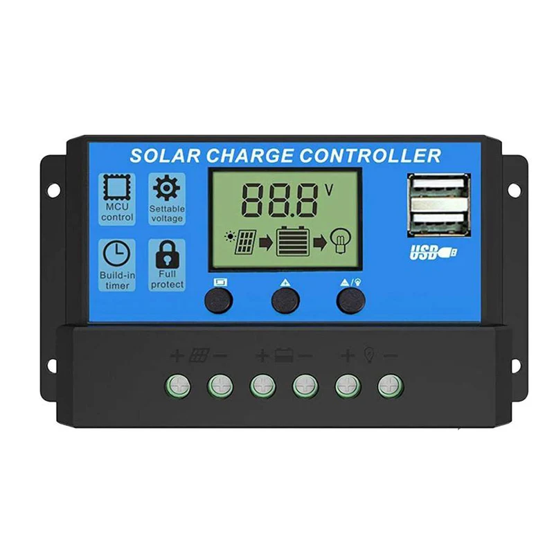 Solarladeregler 10A 20A 30A 40A 50A 60A 100A LCD-Display Dual USB Auto Solar Panel Ladegerät Regler für Batteriesystem