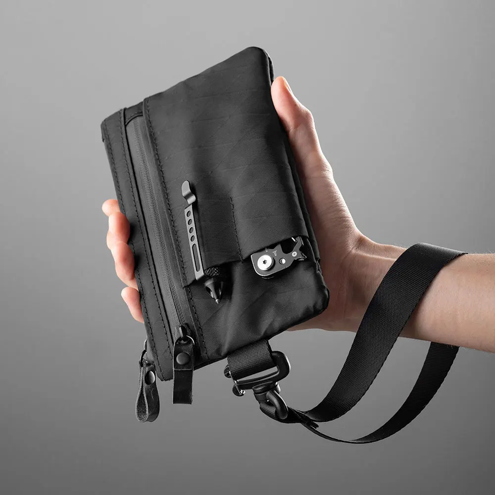 Embrague con cremallera con pulsera, porta pasaporte, cartera con cremallera y portador EDC, resistente a la intemperie y con bloqueo RFID, 3 ranuras externos
