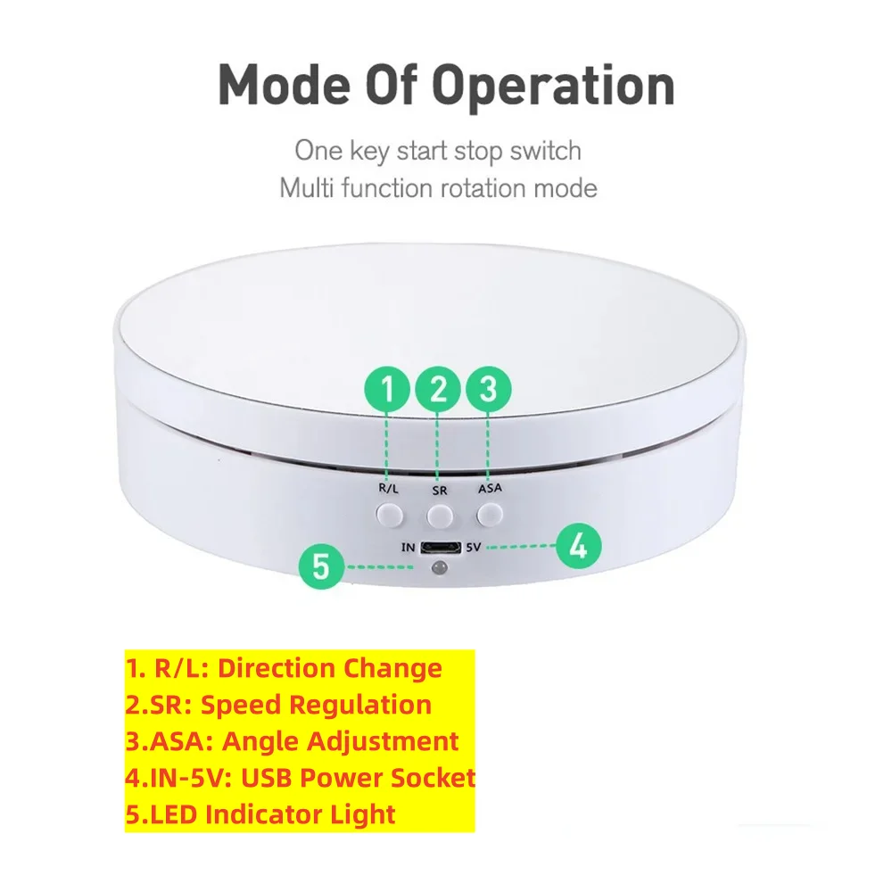Electric Rotating Base Display Stand 3 Speeds 360 Degree Turntable Jewelry Holder USB/Battery Powered Rotating Tray