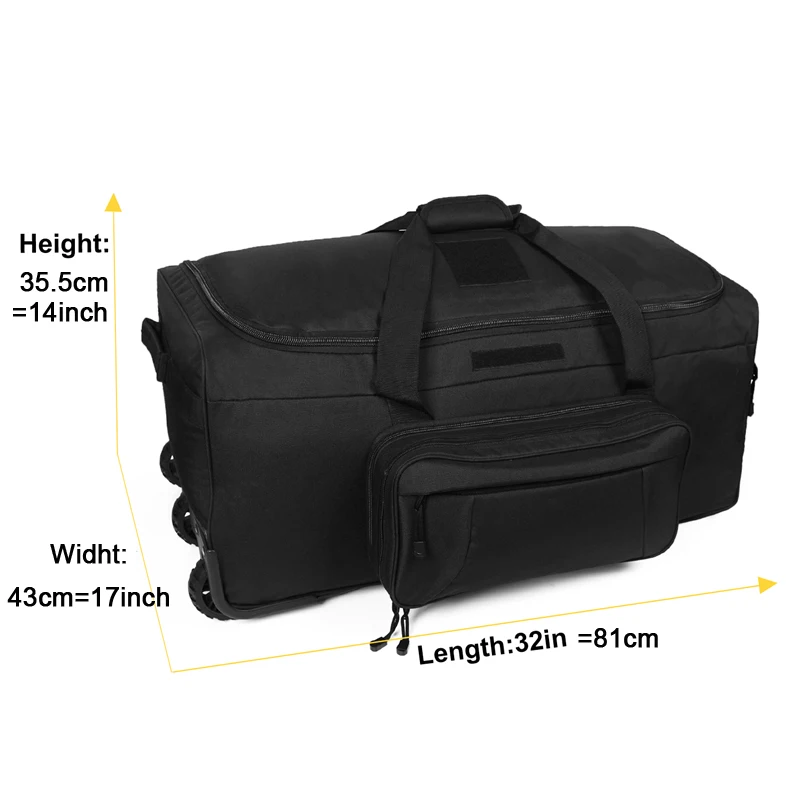 Bolsa de lona tática de grande capacidade 124L, bagagem rolante para acampamento pesado, caminhadas, mala de viagem