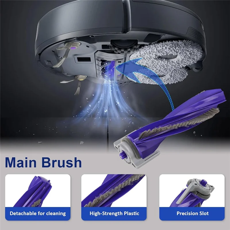 HRBAJ-Aksesori untuk Vakum Robot NARWAL Freo Z Ultra, Suku Cadang Pengganti Sikat Utama, Sikat Samping, Filter, Bantalan Pel, Kantong Debu