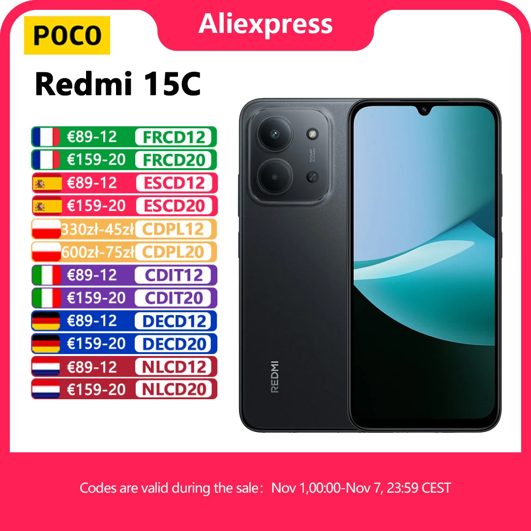 Xiaomi Redmi 15C Global Version Smartphone 50MP Hauptkamera 120Hz 6,9" Dot Drop Display 33W Lade MediaTek Helio G81-Ultra