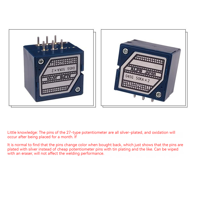 Potenciómetro giratorio de Audio Original Alps Rk271 Serie 5k 10k 20k 50k 100k 250k 500k unidad dual 6 pines ranurado 25mm mango 10 ~ 500kax2