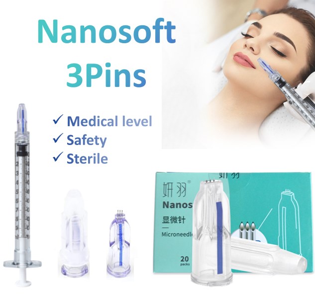 Nanosoft microagulha 3 pinos 34g 0.6/1.0/1.2/1.5 em torno do pescoço pálpebra estéril embalado cristal superfino multi agulha