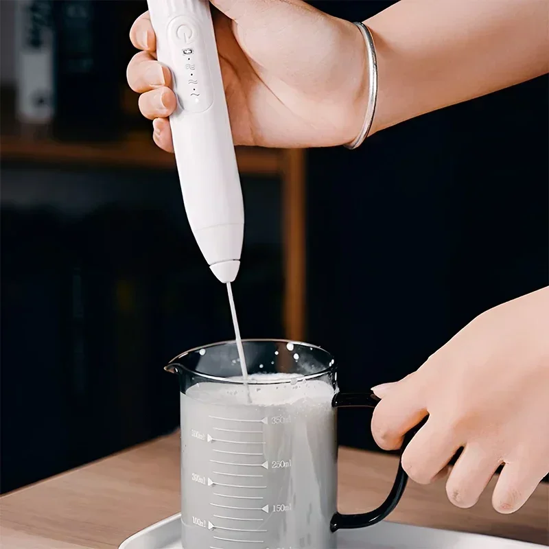 2-in-1 USB wiederaufladbarer elektrischer Schneebesen, Schneebesen, Kaffeemixer, Doppelköpfe, Milchaufschäumer, Backrührer, Küchenhelfer