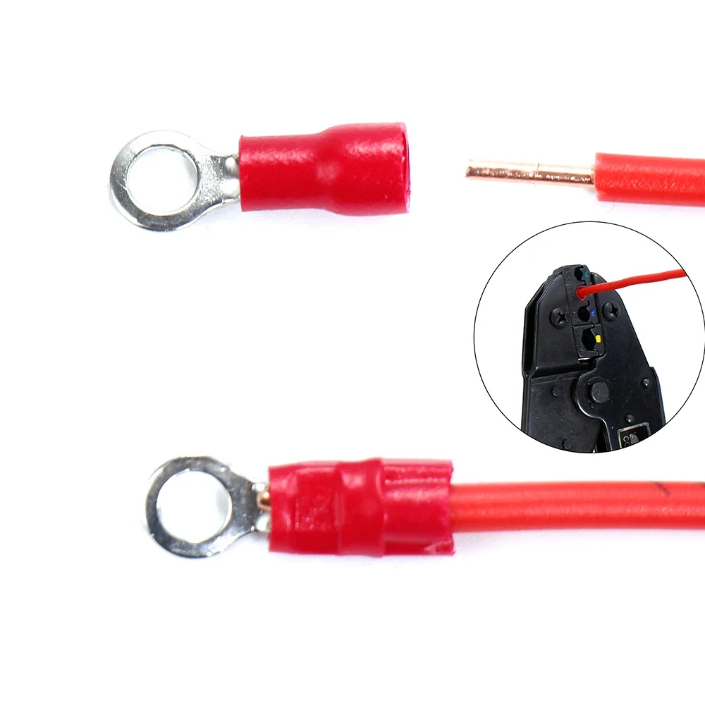 100PCS Ring Crimp Terminal M4/M5/M6/M8 Round Plugs Pre-insulated Ferrules Lugs For Splice Electricals Cable Wire End Connectors