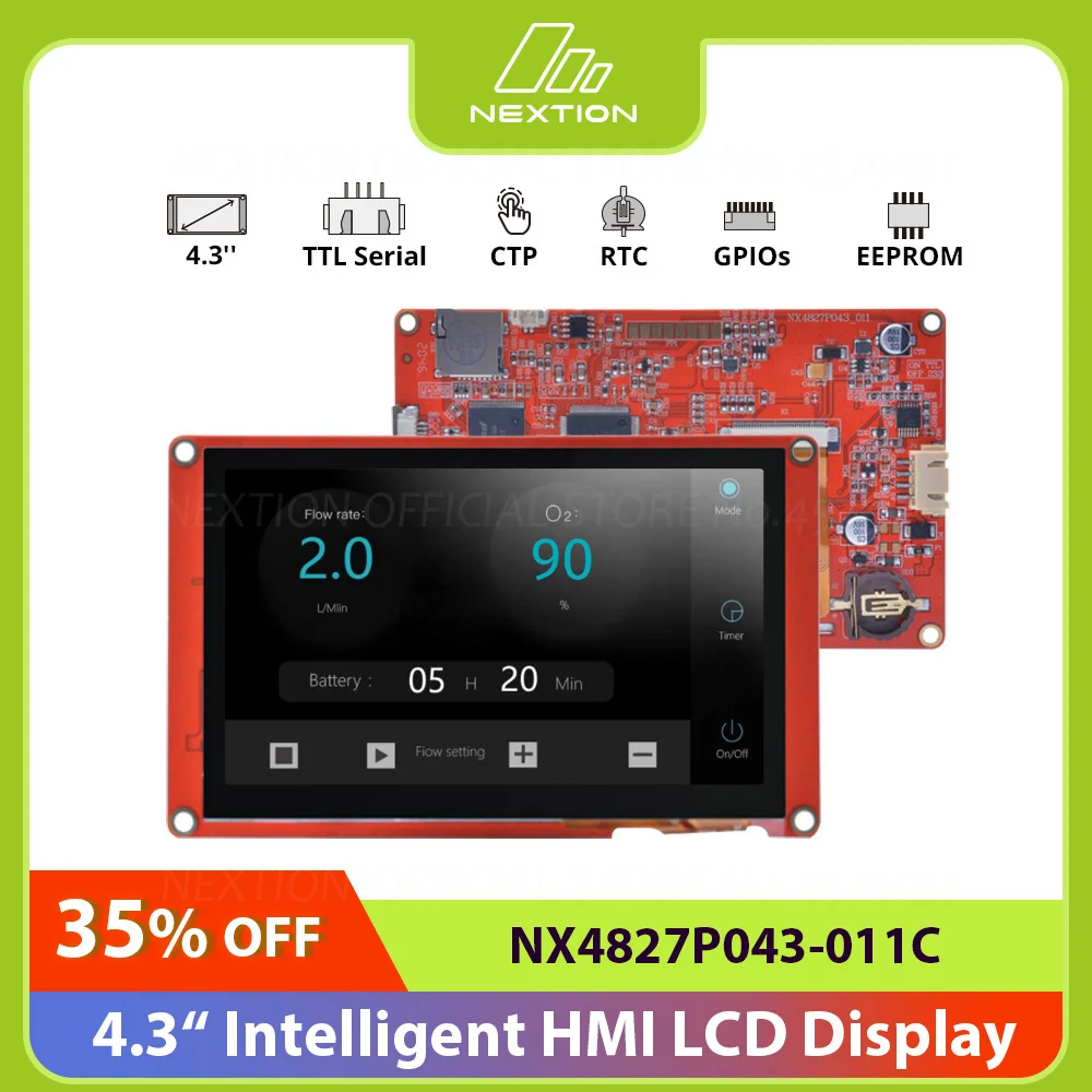 NEXTION NX4827P043-011C Pantalla táctil HMI capacitiva de 4,3 pulgadas Módulo LCD-TFT Panel de pantalla a Color RGB 65K sin carcasa