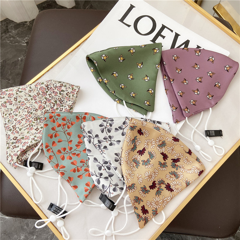 Женские шелковые маски тутового цвета с цветочным принтом, тонкие солнцезащитные шелковые маски, дышащая модная маска для рта, мужские пыленепроницаемые моющиеся маски