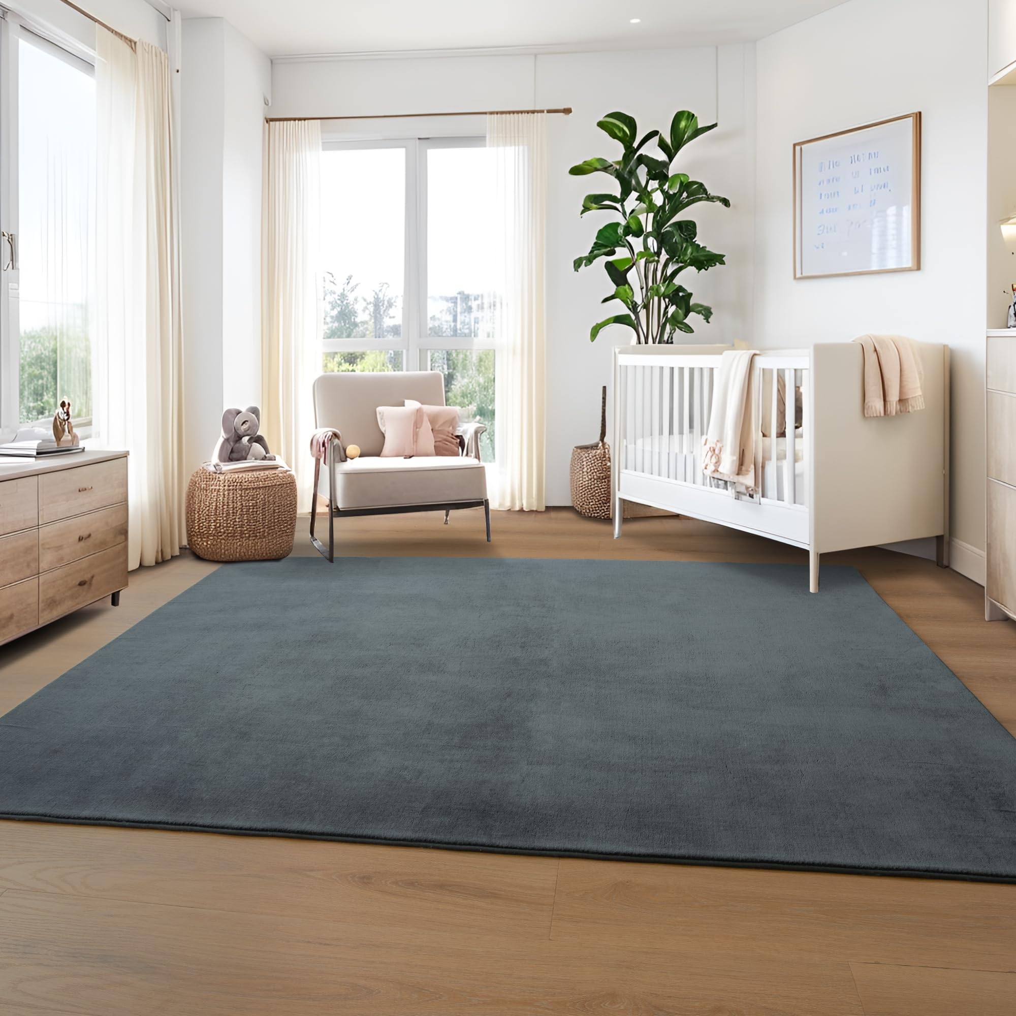 VIKAMA Ins Solid Color Carpet Living Room Coffee Table Blanket Girls Bedroom Bedside Tatami Soft Washable Rug Mat Home Decor