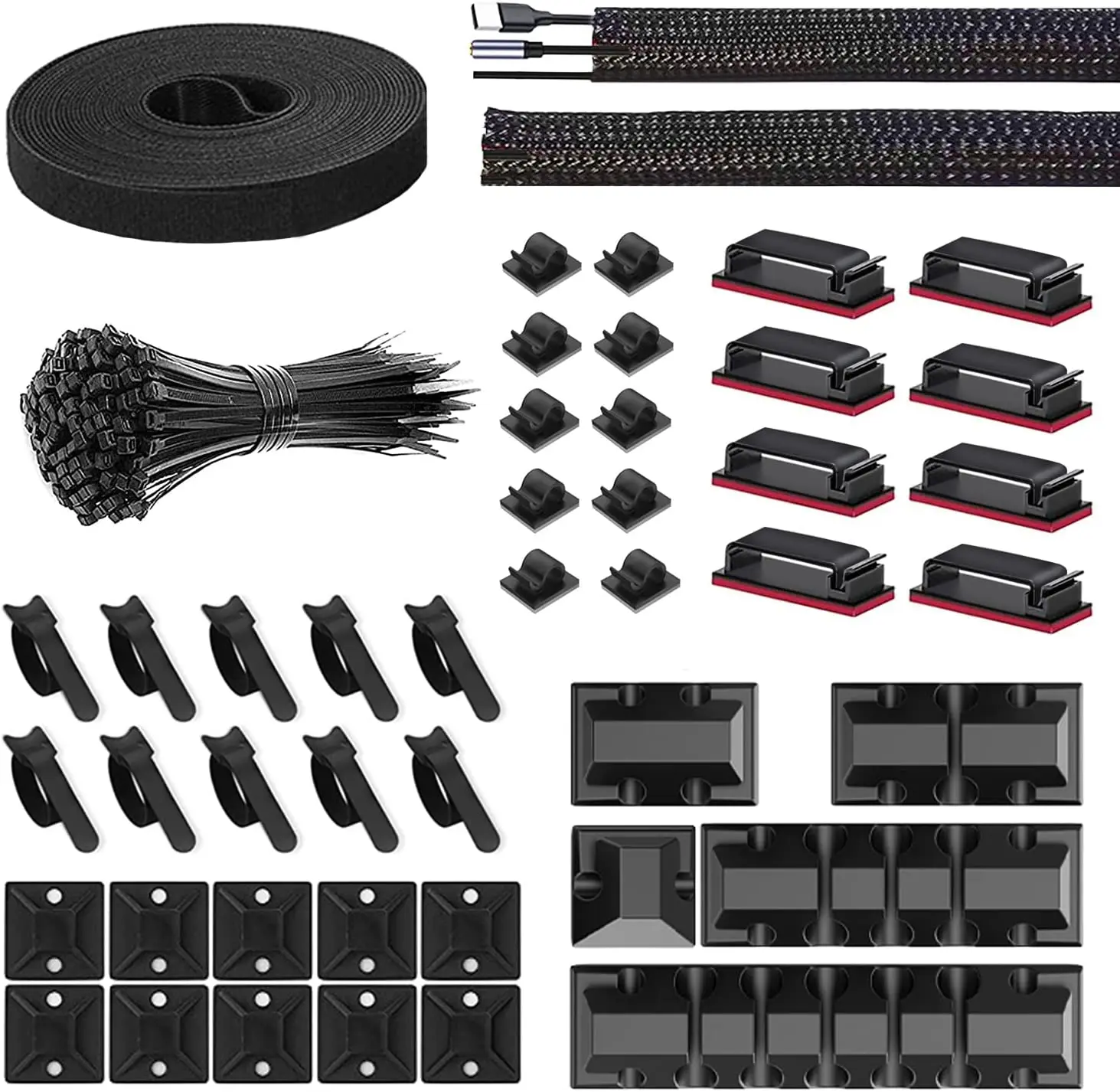 Juego de organizador de cables de 146 Uds., soporte de cables de silicona, Clips adhesivos para cables para coche, hogar, oficina, organizador de cables USB