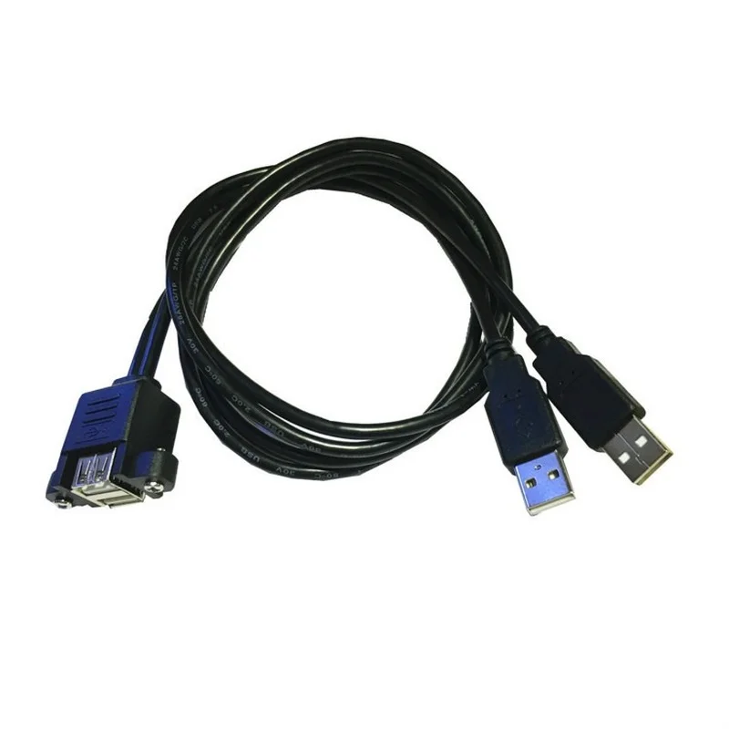 デュアルポート USB 2.0 A オス - メス M/F 延長ネジロックパネルマウントケーブル 50 センチメートル 30 センチメートル 100 センチメートル