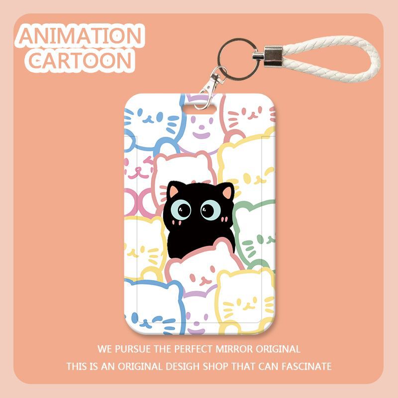 1Pc Leuke Kat Kaarthouder voor Student Koreaanse Mode Kawaii Kat Kpop Idol Fotokaarthouder Draagbare Werknemer Kaarthouder Lanyard