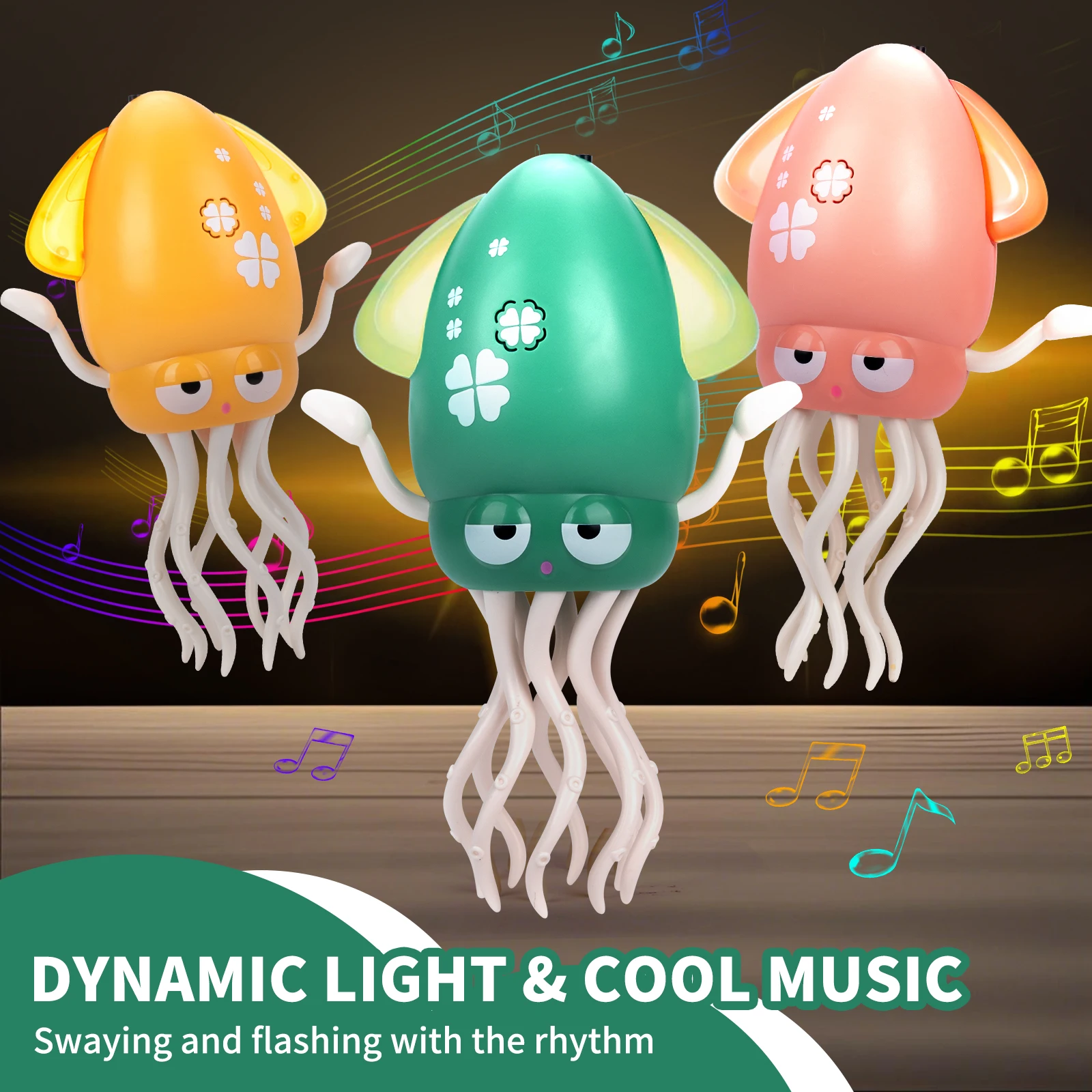Dancing Squid Kids Electronic Pet Toys Interactive Development Toys Induction Lying Flat Squid with Light&Music Tummy Time Gifts
