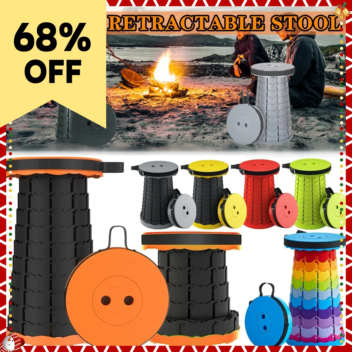 【การขายแบรนด์】HOT แบบพกพา Telescopic Travel Camping เก้าอี้พับที่นั่งปิกนิกเก้าอี้ตั้งแคมป์กลางแจ้งเก้าอี้ตกปลาชายหาดเก้าอี้สตูล
