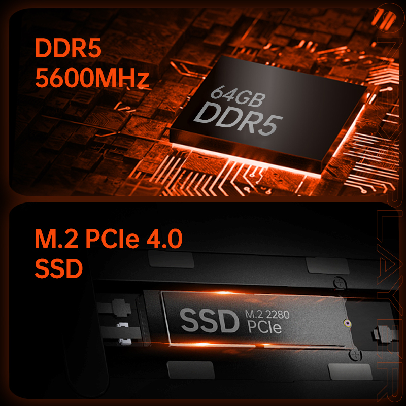 OneXPlayer M1 미니 PC, 세계에서 가장 강력한 인텔 코어 울트라 9 185H 프로세서, 5.10 GHz 모바일 SSD, AI 컴퓨터 멀티 인터파