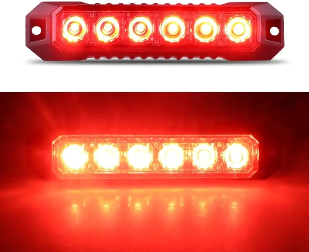 Strobe Mini-Kühlergrill-Licht, Oberflächenmontage, blinkende Lampen für LKW, Auto, Fahrzeug, LED-Kopf, Notfallleuchte, Gefahr, 6 LEDs, Warnlicht