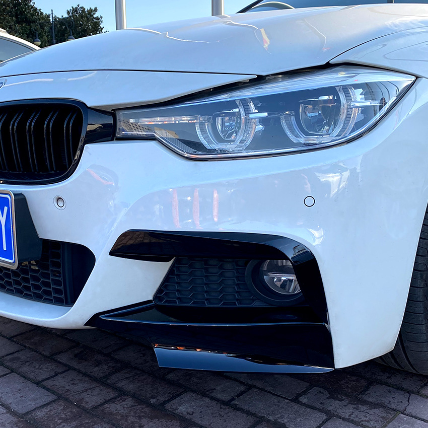 Bmw F30 F31 M スポーツ 2012-2019 フロントバンパーリップスプリッターカナードスポイラー 1 ペア車のフォグランプ眉毛フレームカバーグリル
