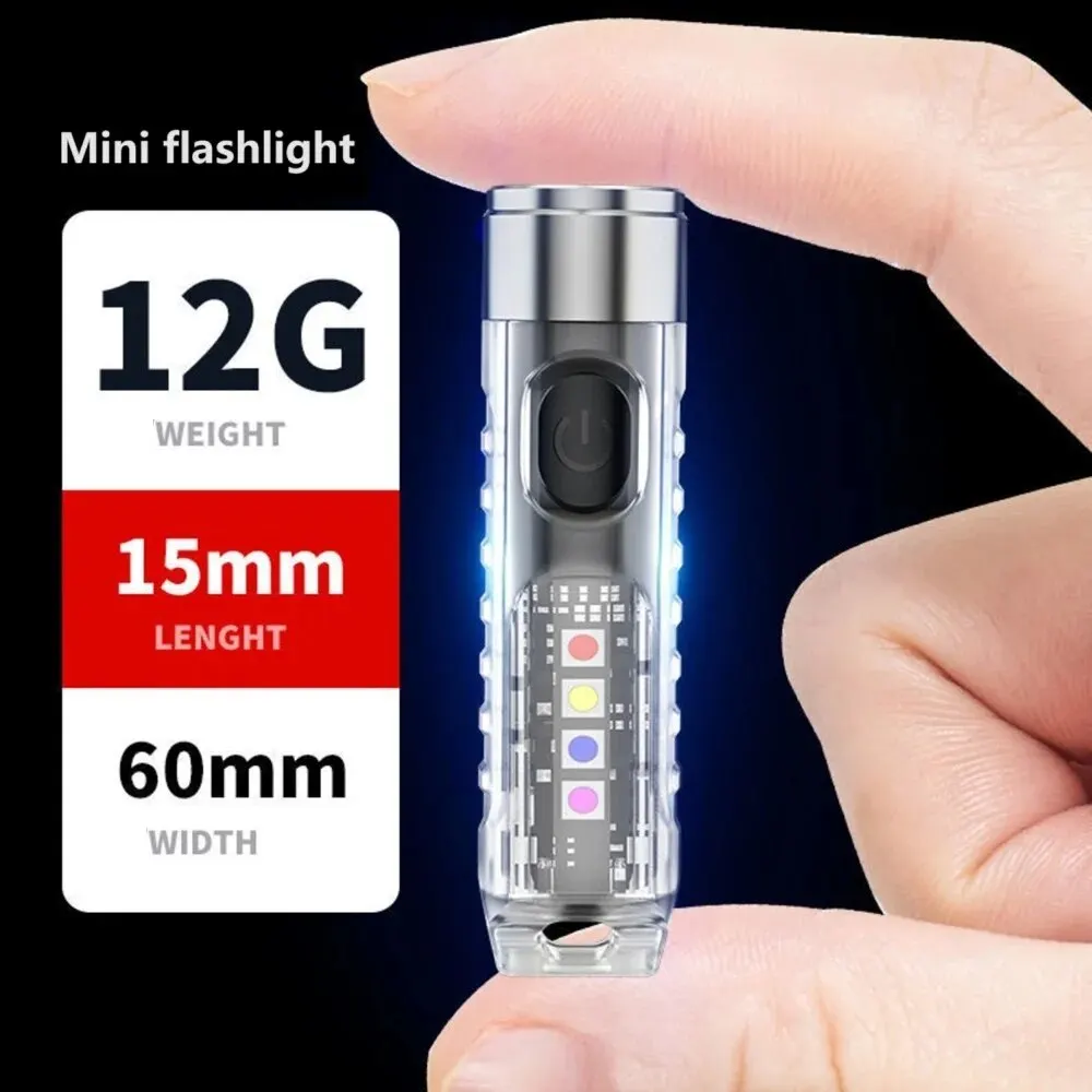 1 x wiederaufladbare Mini-Schlüsselanhänger-Taschenlampe mit Magnetfuß und 10 Modi – ideal für Camping- und Outdoor-Aktivitäten
