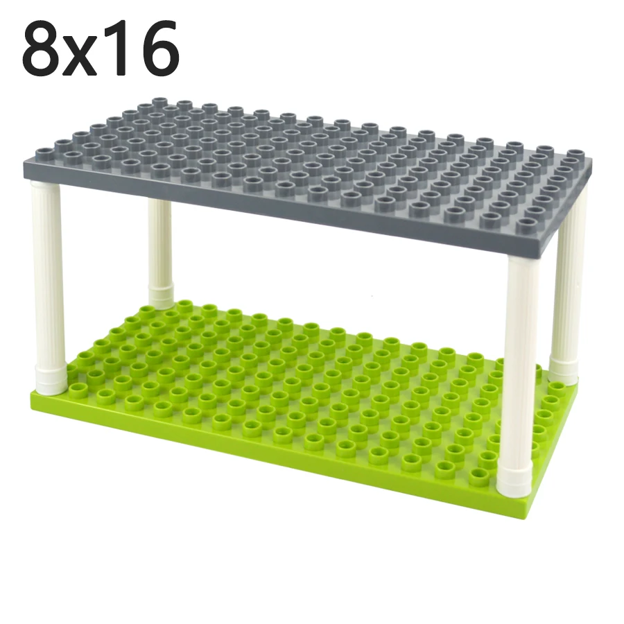 Big Size 8x16 Dots Double Sided Building Blocks BasePlate Large Particles Plate Bricks Educational Kid Toys Compatible Duploes