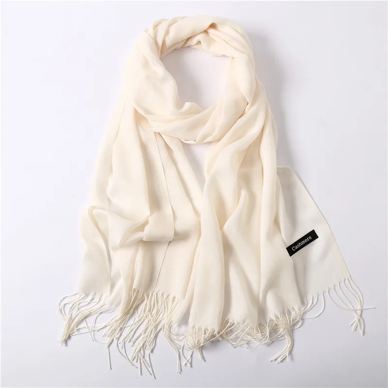 Moda Color sólido 2025 bufanda de mujer invierno Hijabs borlas largo señora chales Cachemira como Pashmina Bandana bufandas envuelve Echarpe