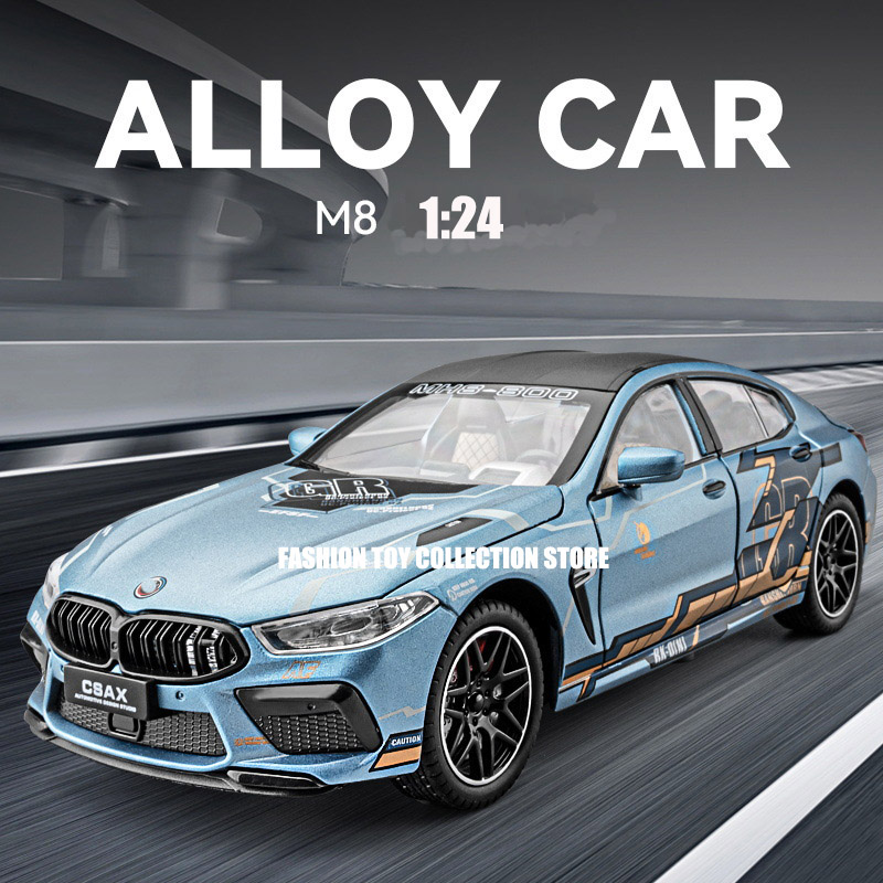 Modelo de coche de aleación rápida y furiosa BWM M8, juguete fundido a presión con sonido y luz, decoración de vehículos, juguetes para regalo para niños, 1:24
