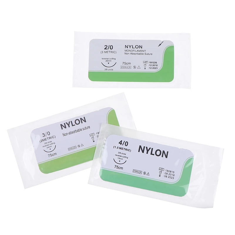 12 個 2.0/3.0/4.0 針縫合糸 Nlon 医療糸滅菌外科練習キット教育デモンストレーション