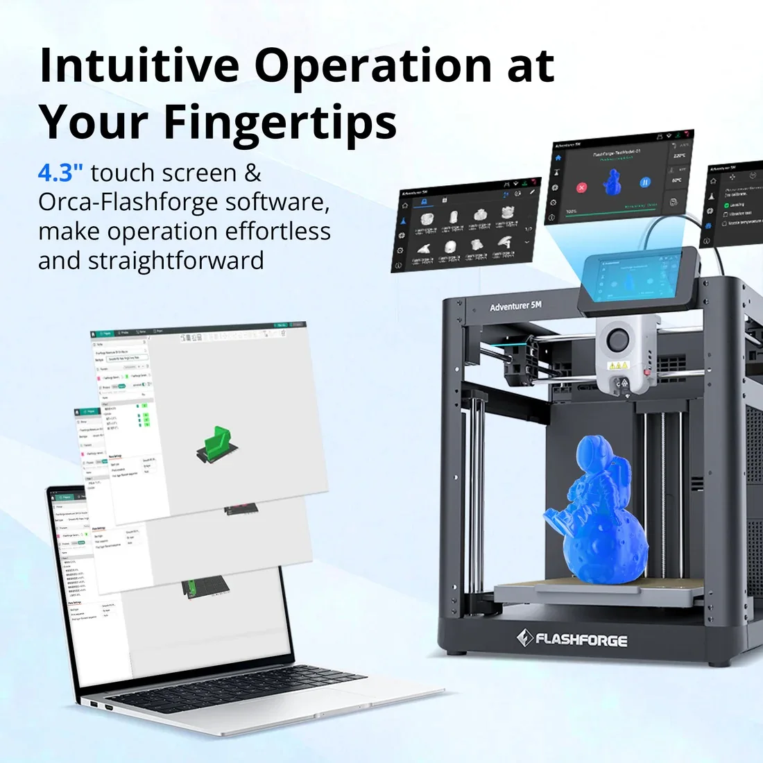 3D-принтер Flashforge Adventurer 5M FDM, набор для сборки, макс. 600 мм/с, быстрая высокоскоростная печать из коробки, быстрая Съемная форсунка, двойной вентилятор