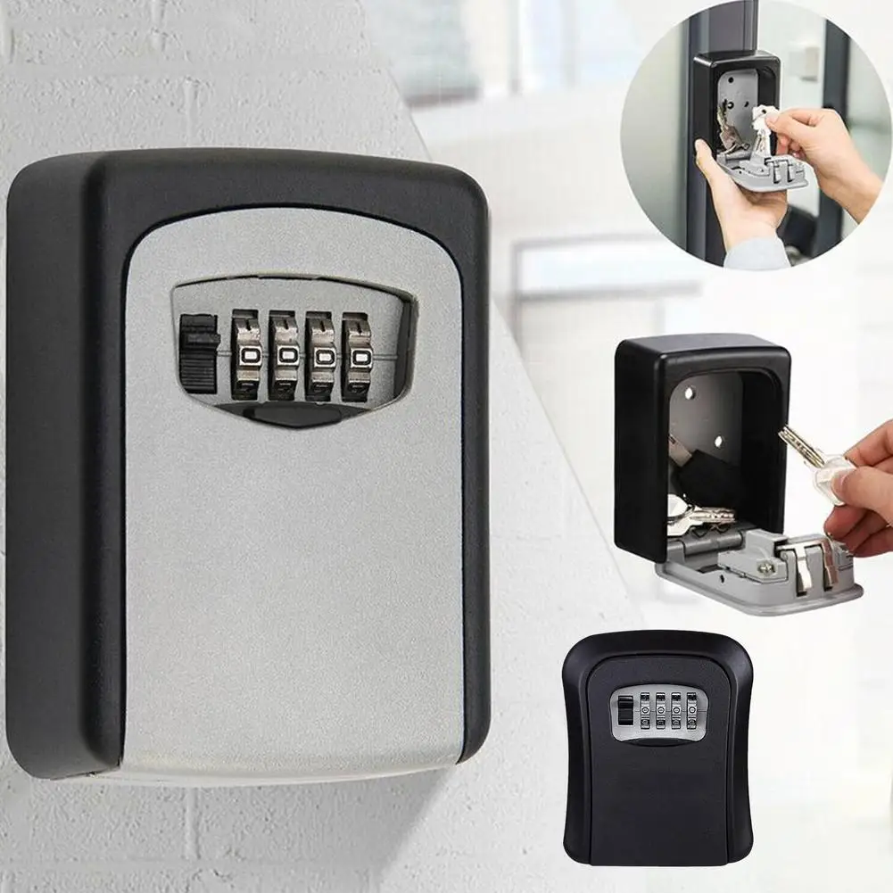 HEE RAK Key Lock Box 4 Digit Password ABS Metal Dial Storage Management Anti-theft Wall Mounted Large Space Safe Box
