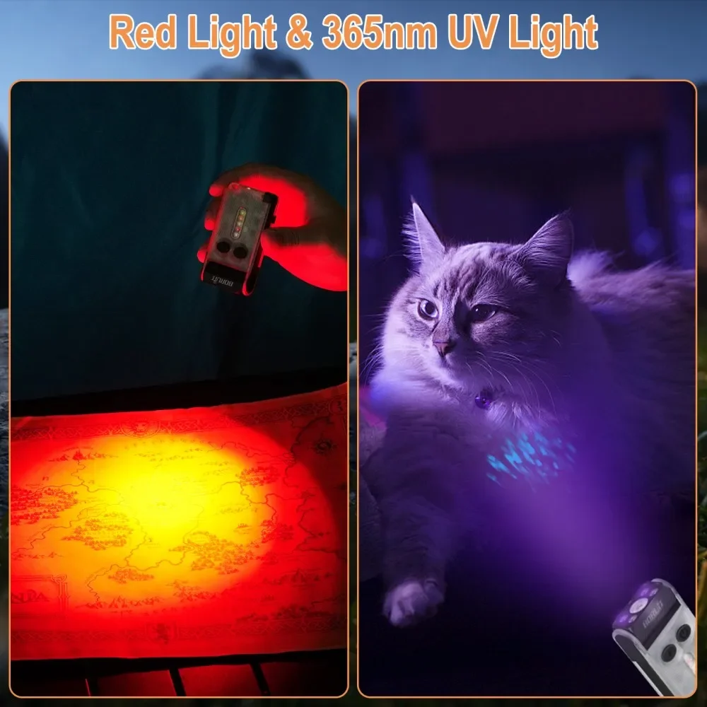 BORUiT V30 UV EDC linterna LED tipo C banco de energía recargable luz de trabajo antorcha con zumbador magnético linterna de bolsillo para acampar