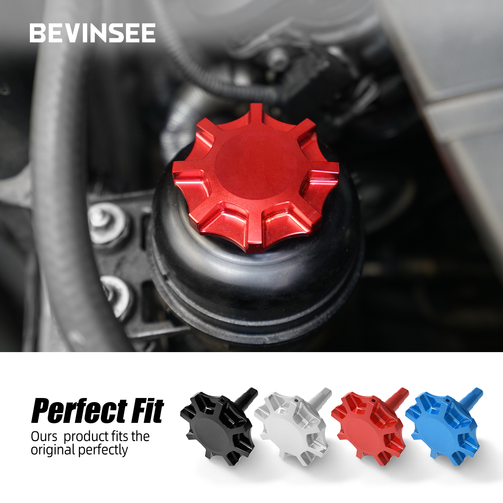 BEVINSEEアルミニウム製パワーステアリングキャップ,bmw e46 e60 e36 e90 e91 e92 e93 e39 e61 e81 e87 x1 x3 x5 z3 z4 325i 328i 525i