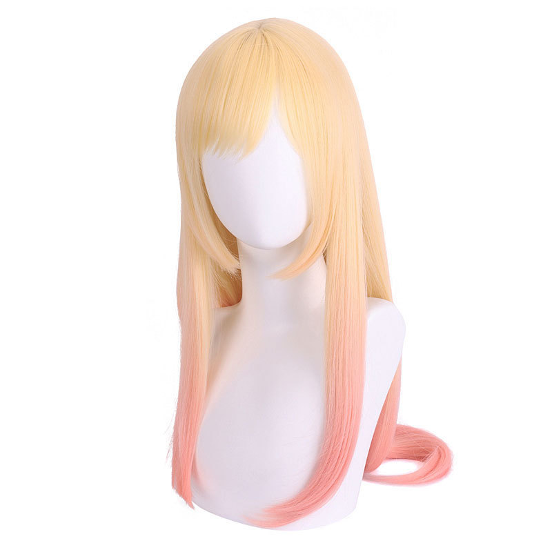 Zsqhet anime marin kitagawa perucas longas retas rosa tingido gradiente cabelo halloween cosplay acessórios peruca para meninas