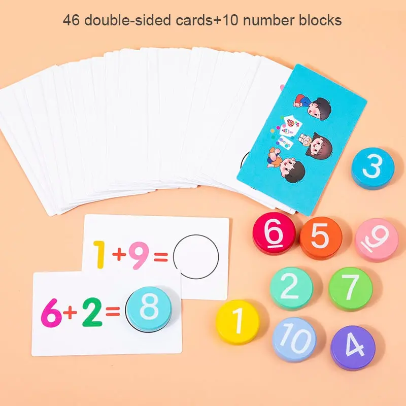 Children's Wooden Number Board Cognitive Matching Addition Subtraction Operation Montessori Logical Thinking Training Math Toys