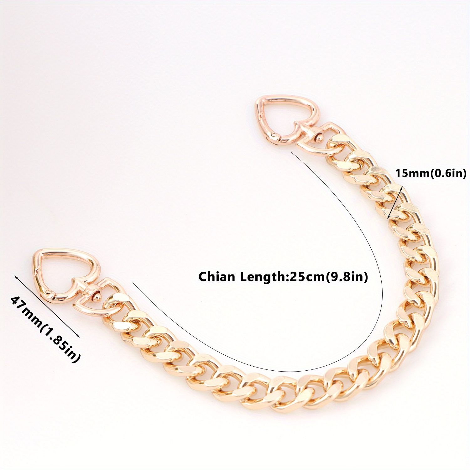 Extensor de correa de cadena de Metal para bolso, accesorio con forma de corazón, dijes, bandolera, 1 unidad