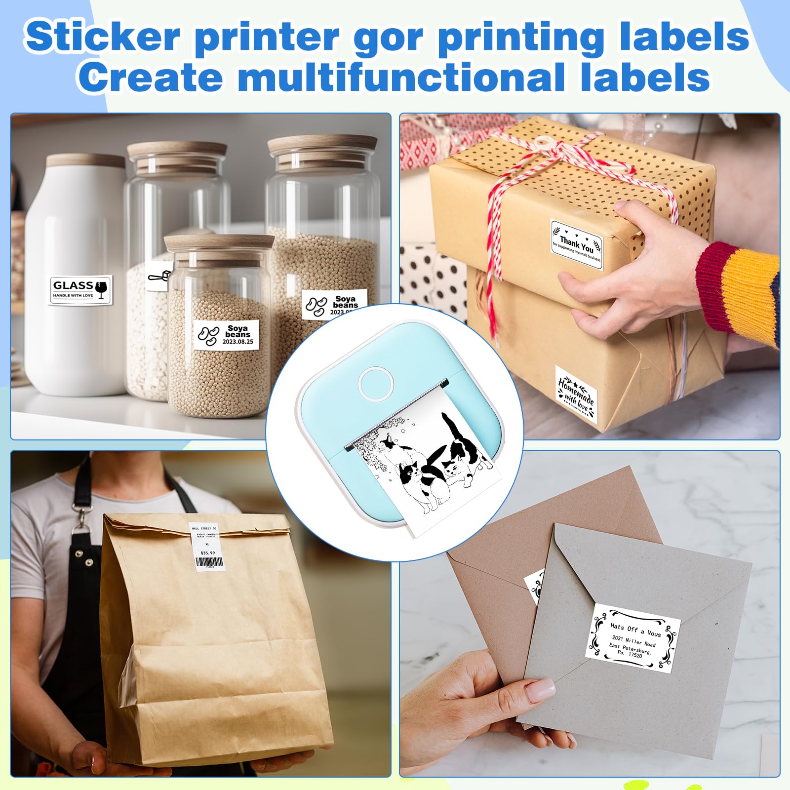 Phomemo T02 Thermal Printer Paper Thermal Sticker BPA Free for Journal Photo Picture Texts Study Notes To Do List 3rolls/box