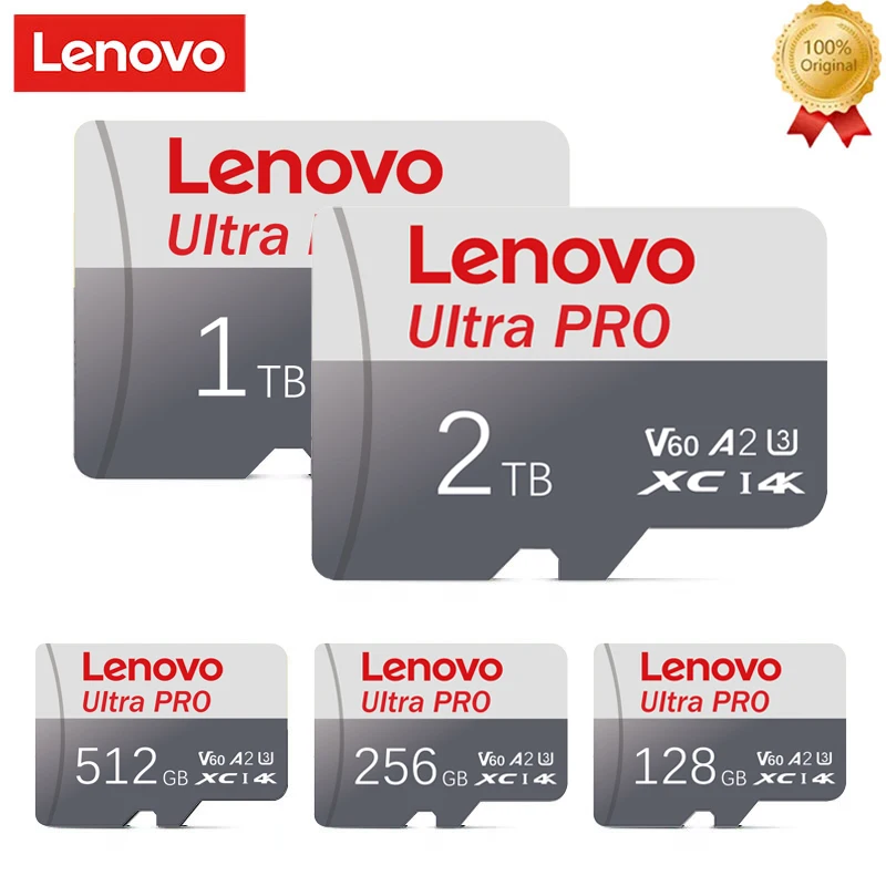 Tarjeta de memoria SD Lenovo de 2TB V30, tarjeta Micro TF/SD de 128GB, tarjeta de memoria Flash de alta velocidad Clase 10, tarjeta SD de 512GB y 256GB para teléfono con cámara