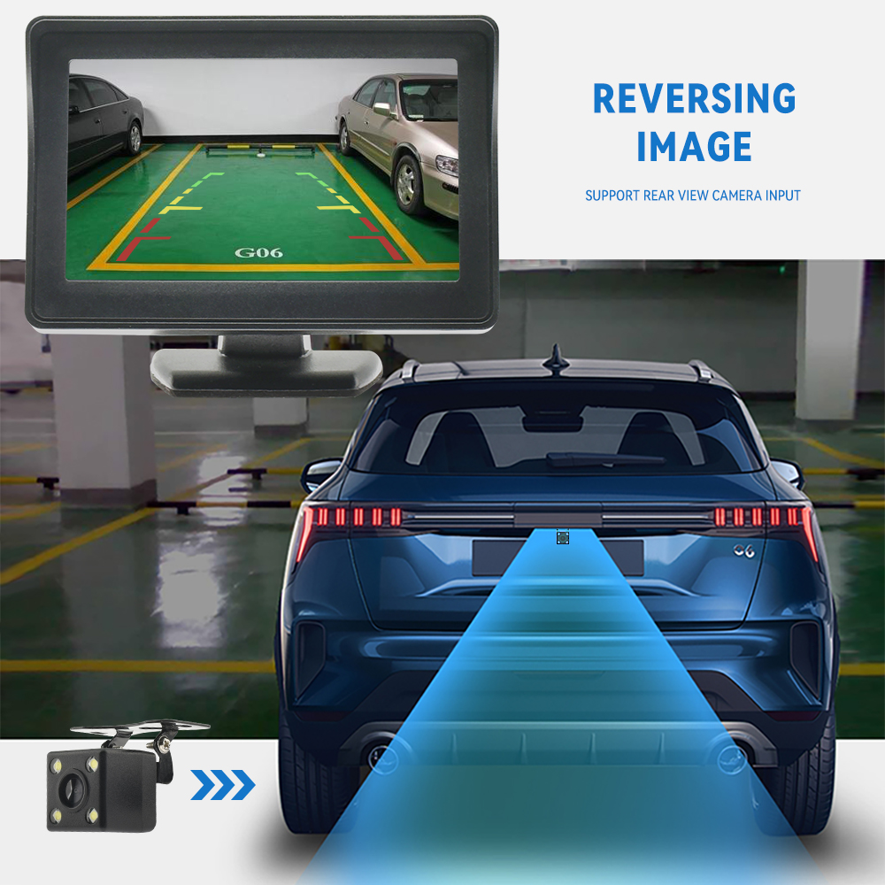 BINWEI 4.3 Inch Car Monitor Display Easy To Install High-definition Reversing Image Universal Machine Screen Display for Camera