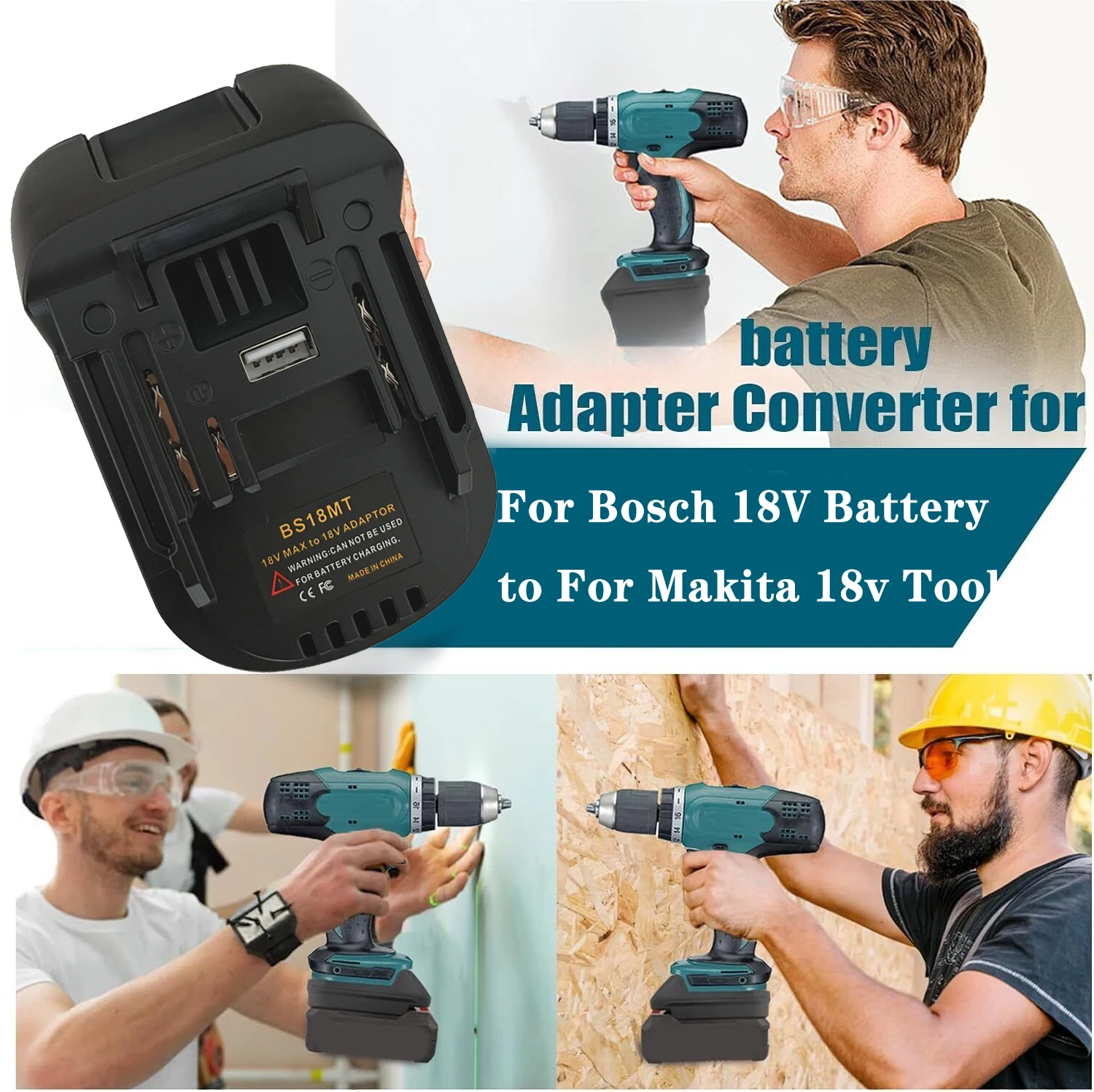 Battery Adapter For Bosch 18V Convert To For Makita 18V Converter With USB For Makita 18V Electric Tool BAT618 BAT609G BS18MT