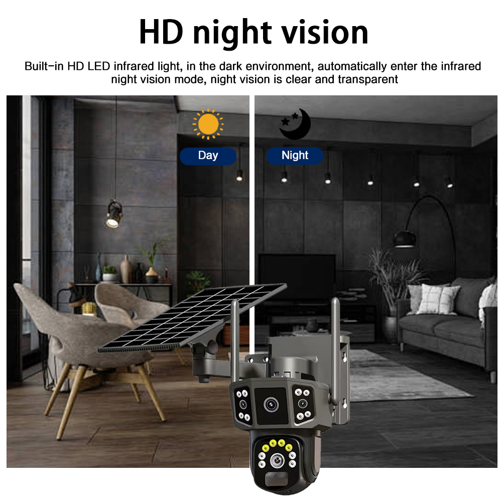 Linook V380, 10X, doppia lente 4K, telecamera di rete di sicurezza esterna, televisione a circuito chiuso wireless WIFI solare, fotocamera solare 4G sim, CCTV