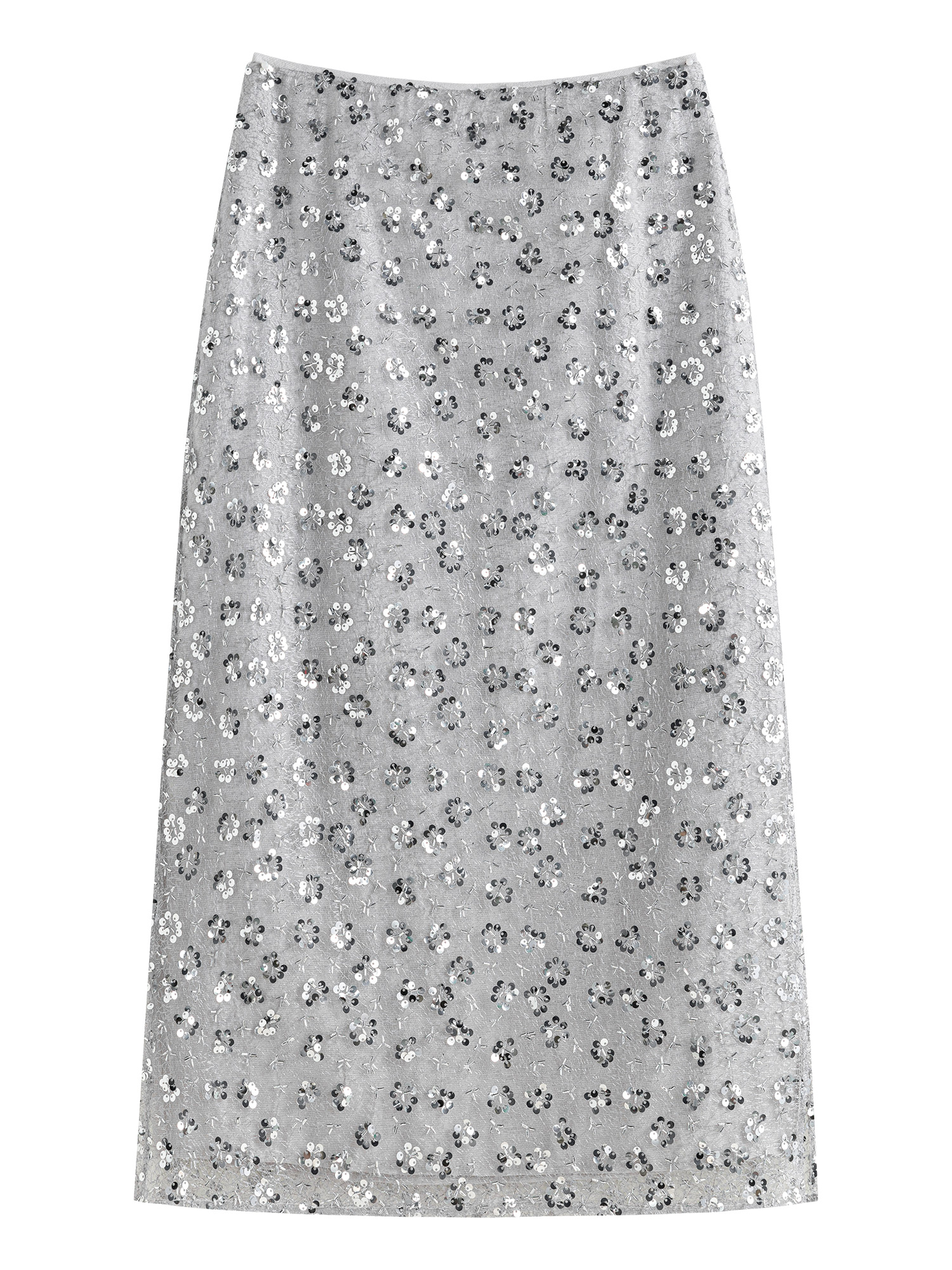 FSLE Hohe Taille Pailletten Gerade Rock frauen Herbst Mid-länge Schlitz Mode Rock 2024 Neue Design Chic Rock 24FS13139