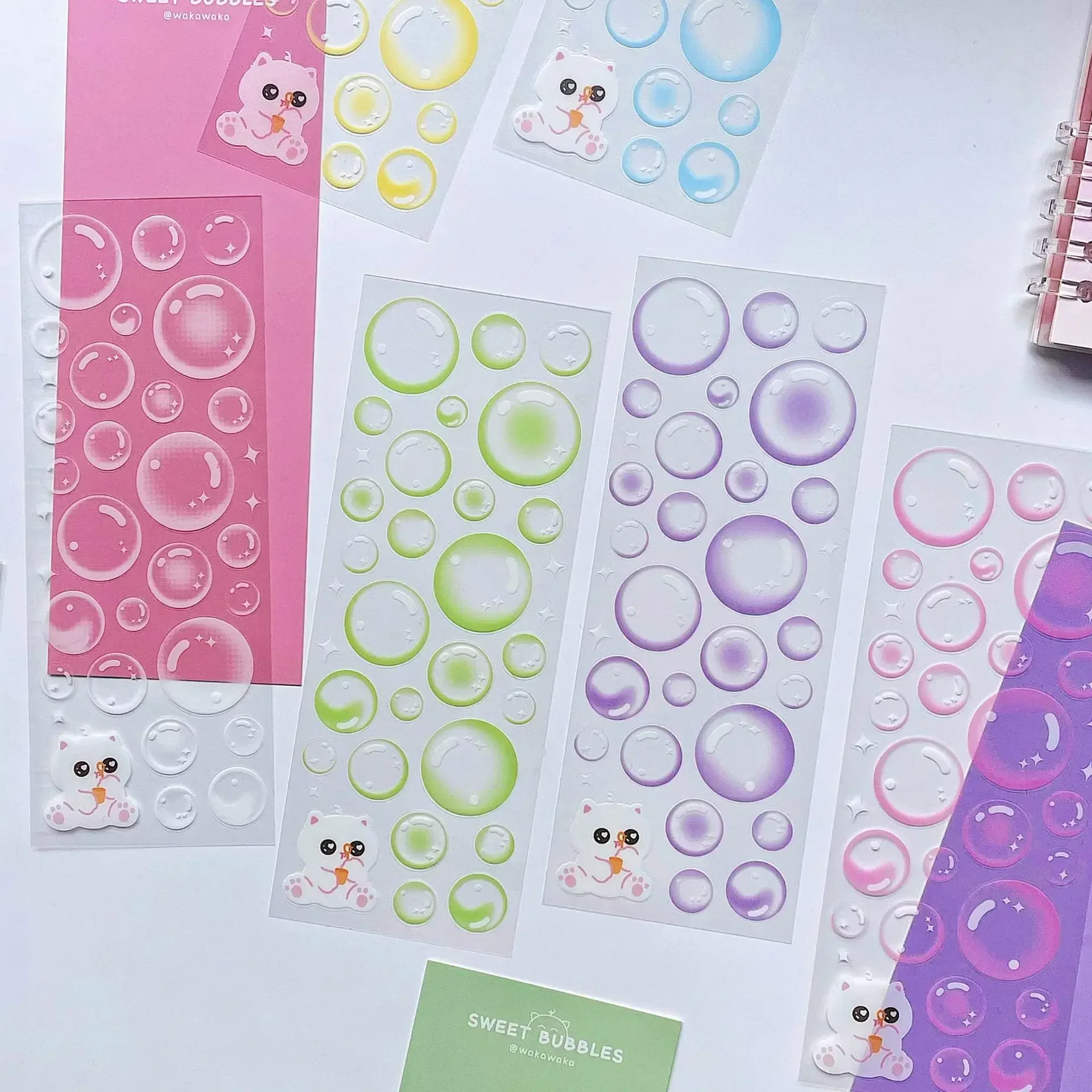 Autocollants coréens, vente en gros, bulle transparente originale, Style Ins, compte à main mignon avec cartes autocollantes