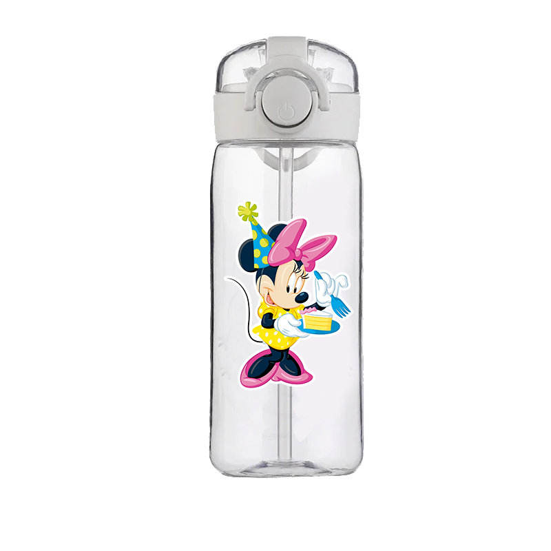 Disney Minnie Mouse น่ารักการ์ตูนถ้วยฟางเด็กนักเรียน DROP-Resistant ฤดูร้อนใหม่แก้วน้ําดูดีแบบพกพา