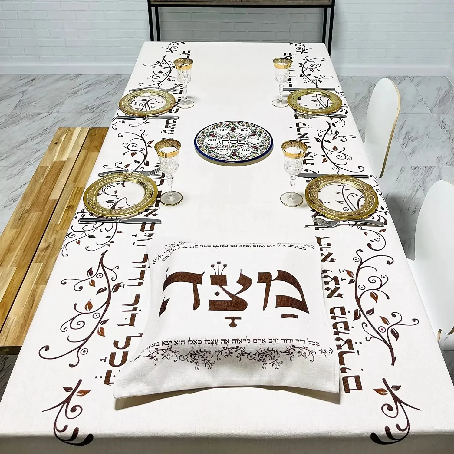 Rosh Hashanah Mantel impermeable Pesach Seder judío hebreo Shana Tova cubiertas de mesa para cocina fiesta en casa decoración de mesa de comedor