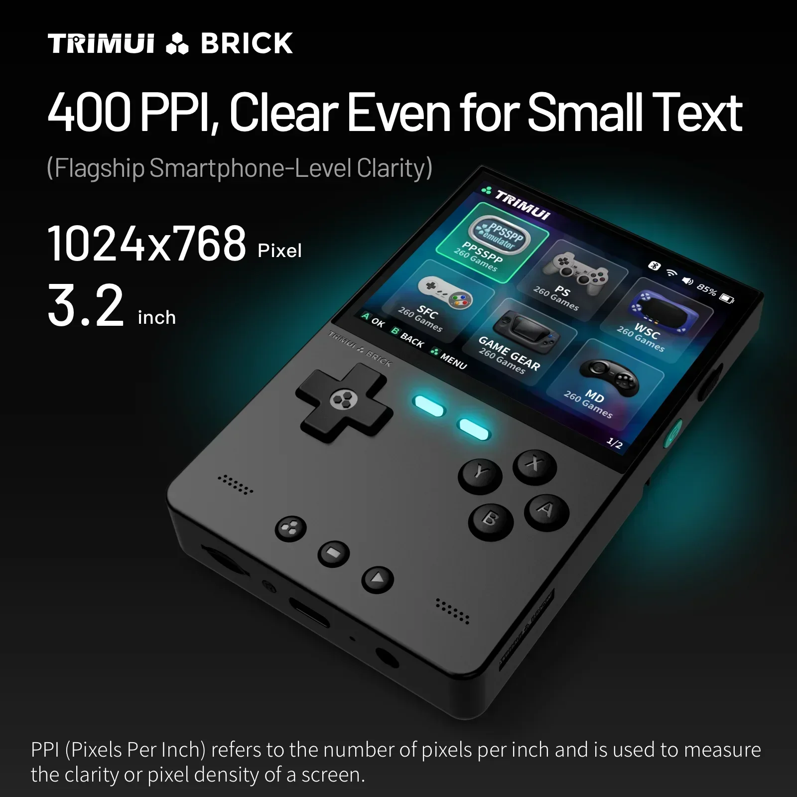 Trimui Brick - Console di giochi portatile, schermo IPS da 3,2 pollici Linux, 13000 giochi, console di gioco retrò con batteria da 4000 mAh