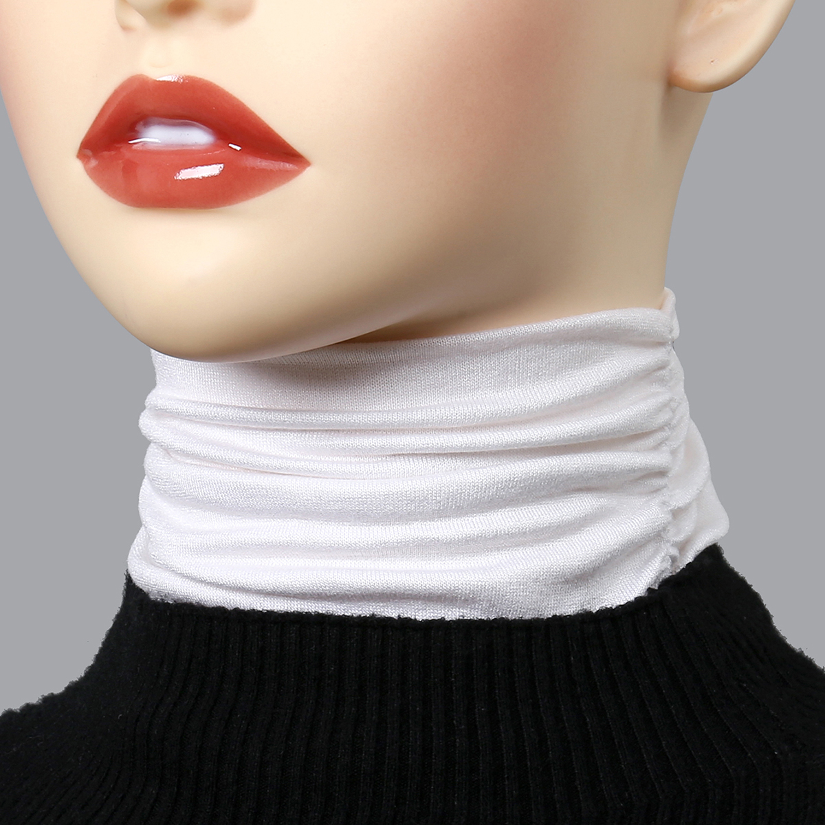 Schwarzer Modal-Fake-Kragen mit hohem Nack, weicher falscher Kragen für Damen, einfarbig, elastischer Jersey-Abnehmbarer Kragen