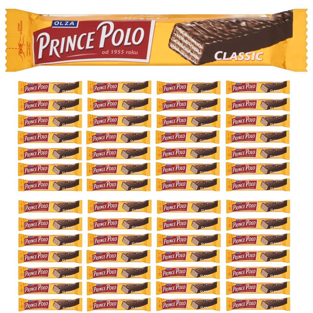 Olza Prince Polo Classic Kruchy wafelek z kremem kakaowym oblany czekoladą 17,5g x 56 sztuk
