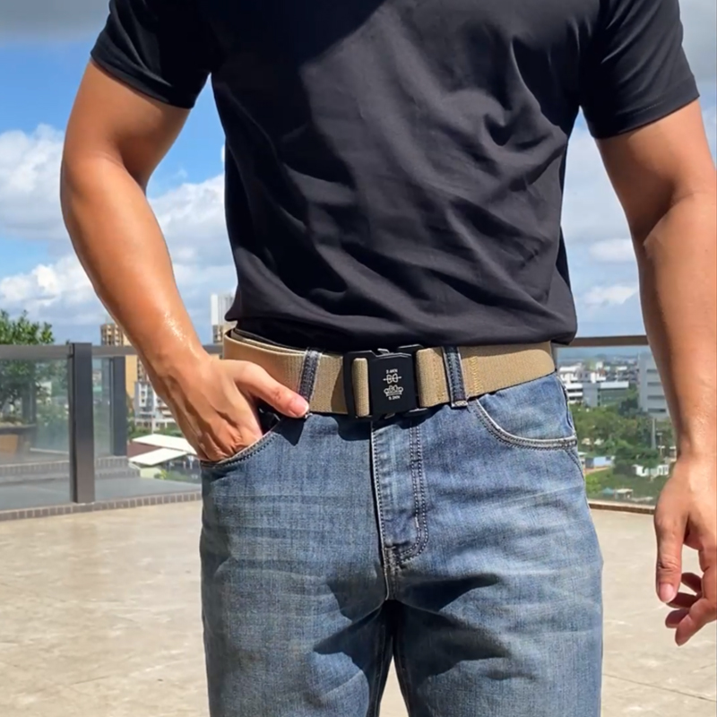 VATLTY 5cm / 2in Cinturón Elástico para Hombre Hebilla de Aluminio Cinturón Ancho Ligero Cinturón Táctico Militar Faja Casual Gris Hombre