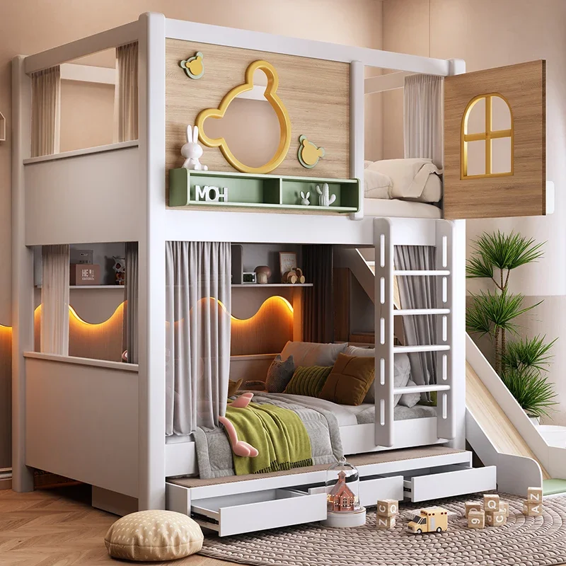down  Bunk  Tree house mother  High guardrail roof with slide Two-child parent-child  High and low
