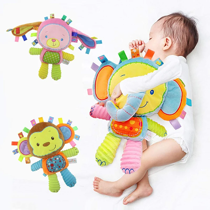 Baby-Tags, Stofftier, Stofftier, Lovey Elephant, Plüschglocke, Spielzeug, integrierte Rasseln, sensorisches Spielzeug für Neugeborene, Kleinkinder, Kleinkinder, Geschenke